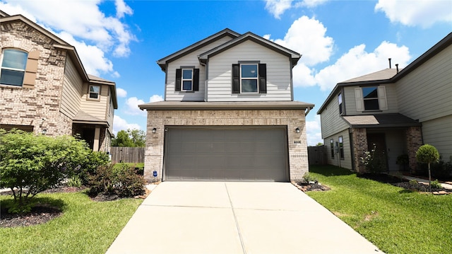 6005 Diamond Sky Ln, Houston, TX 77048 - view of front of property with an attached garage, concrete driveway, and brick siding
