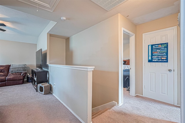 6623 Haven Forest Ln, Richmond, TX 77469 - corridor with an upstairs landing, carpet, attic access, and baseboards