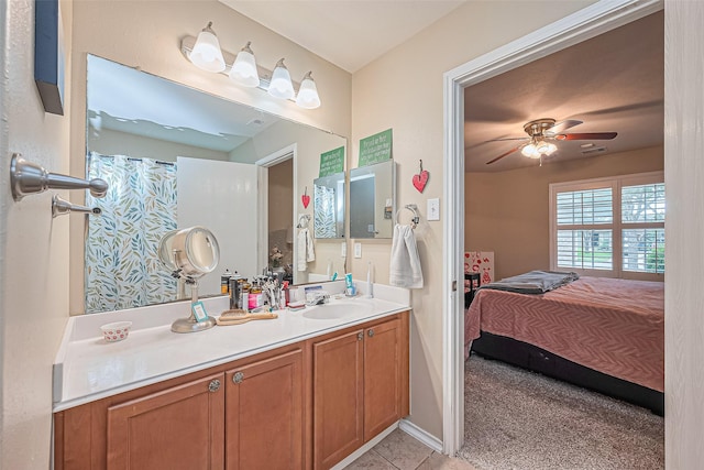 6623 Haven Forest Ln, Richmond, TX 77469 - ensuite bathroom with vanity, ceiling fan, and tile patterned floors