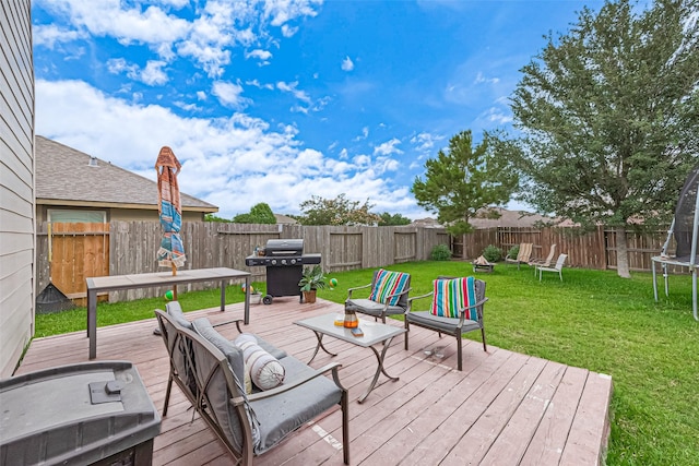 6623 Haven Forest Ln, Richmond, TX 77469 - deck with a trampoline and a grill