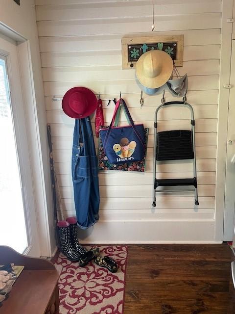 2114 E Lufkin Ave, Lufkin, TX 75901 - mudroom featuring wood finished floors and wood walls
