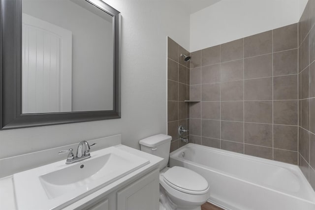 10091 Black Maple Dr, Conroe, TX 77385 - bathroom with vanity, toilet, and bathing tub / shower combination