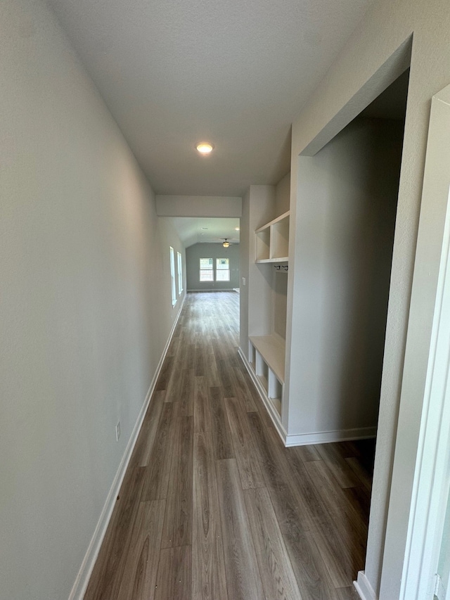 1203 Wildflower Way Dr, Beasley, TX 77417 - hallway with dark wood-style floors, baseboards, and recessed lighting