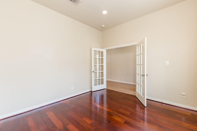 3531 Urban Woods Trl, Houston, TX 77008 - unfurnished room with french doors, hardwood / wood-style floors, and recessed lighting