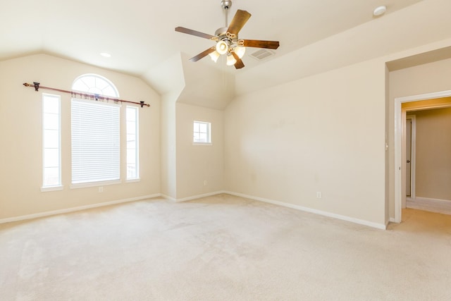 3531 Urban Woods Trl, Houston, TX 77008 - spare room with lofted ceiling, light carpet, and a ceiling fan