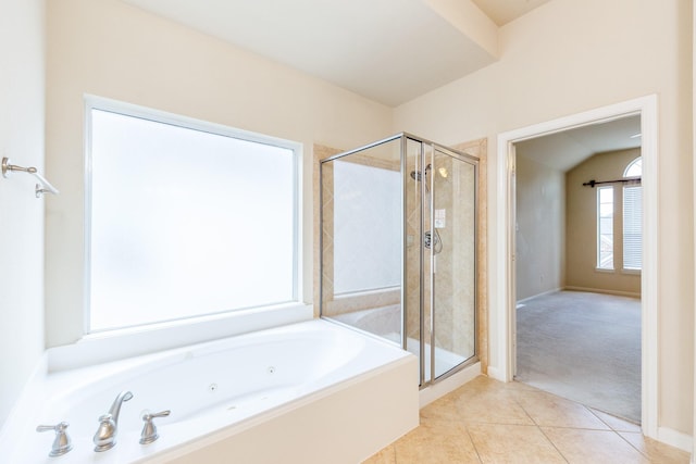 3531 Urban Woods Trl, Houston, TX 77008 - full bath with a stall shower, a jetted tub, and tile patterned flooring