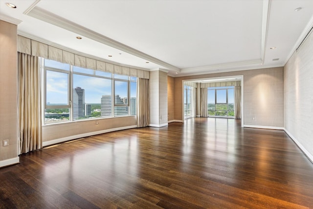 1000 Uptown Park Blvd Unit 181, Houston, TX 77056 - unfurnished room with ornamental molding, a raised ceiling, baseboards, and wood finished floors