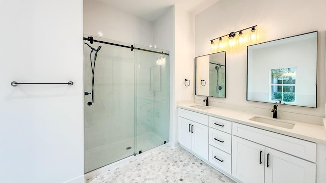 4785 W Fork Blvd, Conroe, TX 77304 - bathroom featuring a stall shower and double vanity