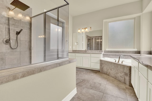 12406 Fort Isabella Ct, Tomball, TX 77375 - bathroom with a stall shower, vanity, and a garden tub