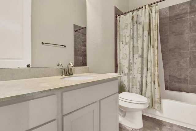 12406 Fort Isabella Ct, Tomball, TX 77375 - bathroom featuring vanity, toilet, and shower / bathtub combination with curtain