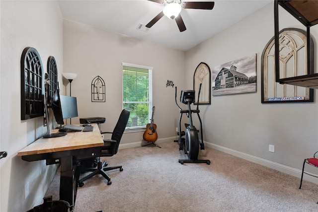 28026 Chuckwagon Trl, Magnolia, TX 77355 - office featuring ceiling fan, carpet, and baseboards