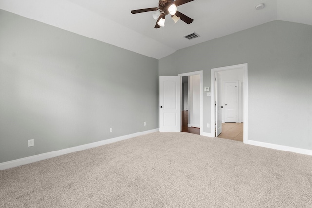 7 Fraiser Fir Pl, Spring, TX 77389 - unfurnished bedroom with lofted ceiling, carpet, baseboards, and ceiling fan