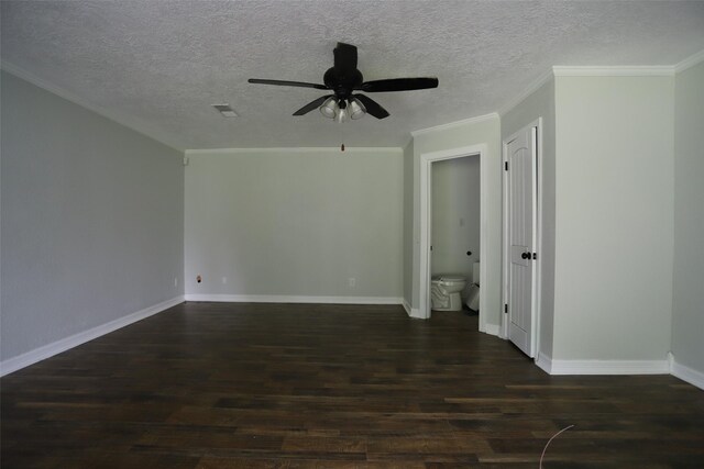 5952 Moonstone St, Port Arthur, TX 77640 - spare room featuring wood finished floors, a ceiling fan, a textured ceiling, crown molding, and baseboards