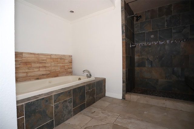 5952 Moonstone St, Port Arthur, TX 77640 - full bath with crown molding, a garden tub, and tiled shower