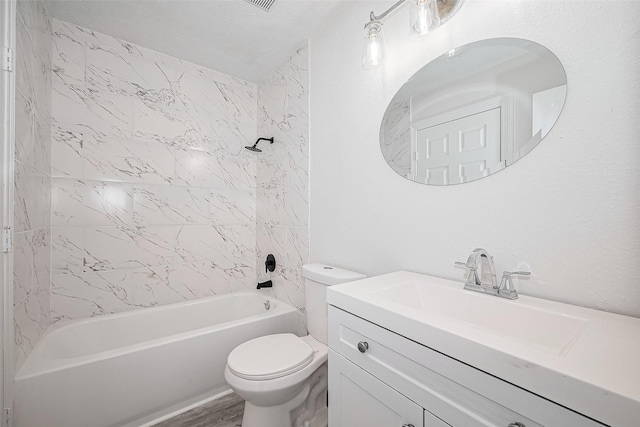 413 E Castle Harbour Dr W, Friendswood, TX 77546 - full bath featuring toilet, bathing tub / shower combination, vanity, and wood finished floors