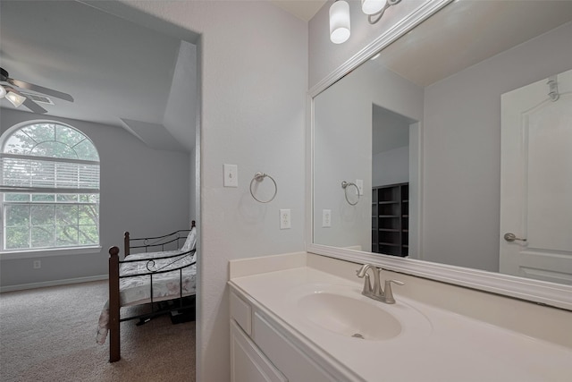14727 Bronze Finch Dr, Cypress, TX 77433 - bathroom featuring vanity and ceiling fan