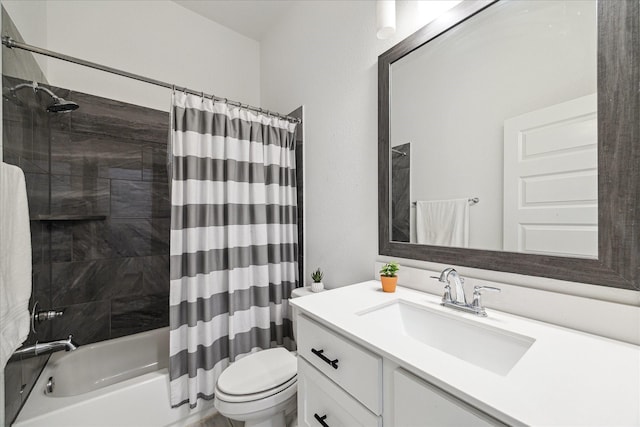 1810 Opal Field Ln, Richmond, TX 77469 - bathroom featuring vanity, shower / bath combo with shower curtain, and toilet