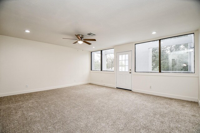 8115 Fondren Lake Dr, Houston, TX 77071 - unfurnished room with a ceiling fan, light carpet, recessed lighting, and baseboards