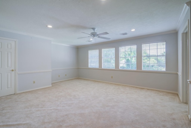 4226 Roaring Rapids Dr, Houston, TX 77059 - unfurnished room with crown molding, ceiling fan, carpet floors, recessed lighting, and healthy amount of natural light