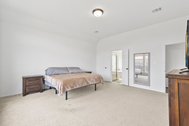 23014 Blackstone Park Rd, Katy, TX 77493 - bedroom featuring vaulted ceiling, carpet flooring, and ensuite bathroom
