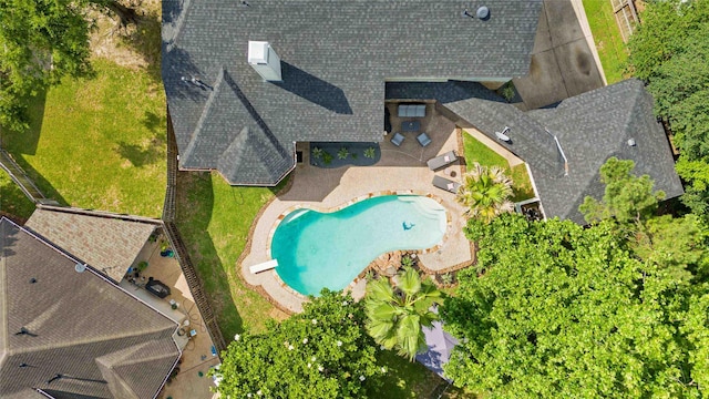 259 W Thorn Way, Houston, TX 77015 - view from above of property with a pool area