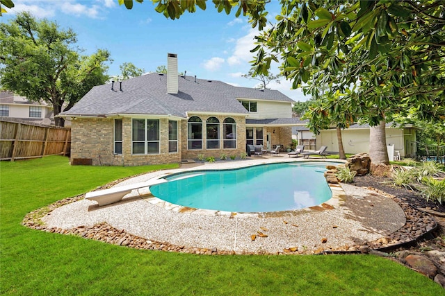 259 W Thorn Way, Houston, TX 77015 - view of swimming pool featuring a patio area and a diving board