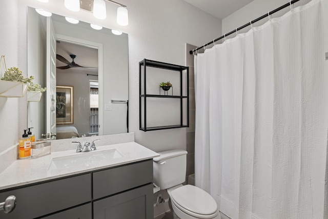 21514 Lost Valley Ln, Porter, TX 77365 - bathroom featuring vanity, toilet, ensuite bathroom, and a shower with shower curtain