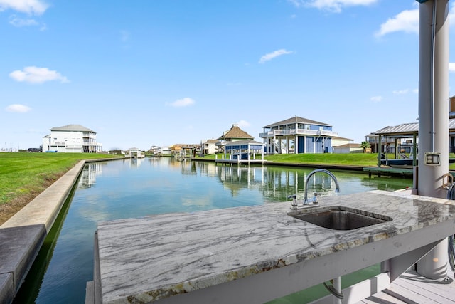 1816 Laguna Harbor Estate Blvd, Port Bolivar, TX 77650 - dock with a sink, a water view, and a residential view