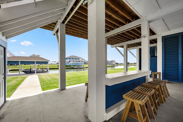 1816 Laguna Harbor Estate Blvd, Port Bolivar, TX 77650 - view of patio / terrace featuring a water view and a residential view