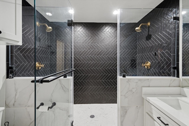 10043 Overbrook Ln, Houston, TX 77042 - bathroom with a shower stall and vanity