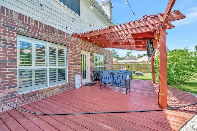3602 Garrettsville Dr, Pearland, TX 77584 - wooden deck with a pergola