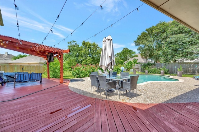 3602 Garrettsville Dr, Pearland, TX 77584 - wooden terrace with a fenced backyard and outdoor dining space