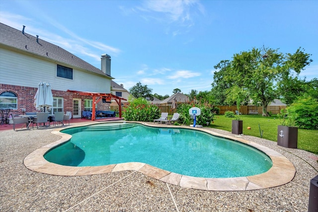 3602 Garrettsville Dr, Pearland, TX 77584 - view of pool with a pergola and a patio area