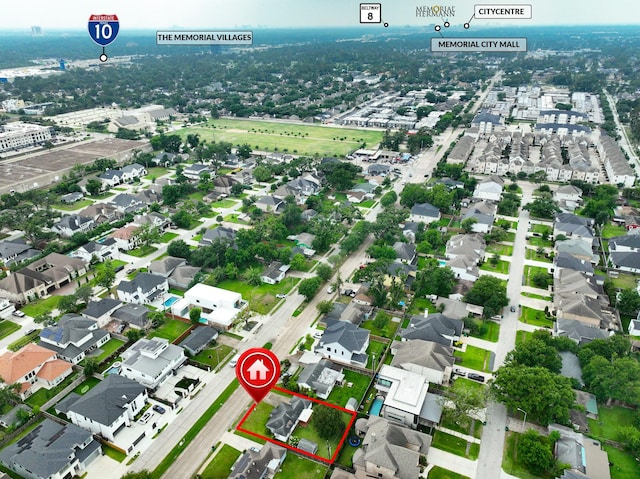 6514 Westview Dr, Houston, TX 77055 - aerial view of residential area featuring property parcel outlined