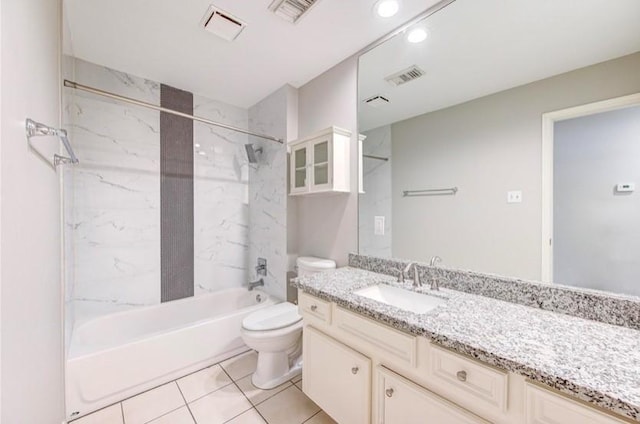 3838 Fawn Creek Dr, Houston, TX 77339 - full bathroom with toilet, vanity, shower / bath combination, and tile patterned floors
