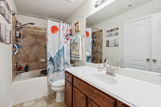16718 Highland Villa Ln, Humble, TX 77396 - bathroom featuring vanity, toilet, and shower / bath combo