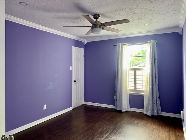 7802 Strathclyde Sound Rd, Houston, TX 77095 - spare room featuring ornamental molding, wood finished floors, ceiling fan, a textured ceiling, and baseboards