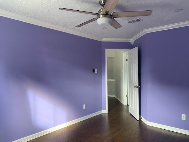 7802 Strathclyde Sound Rd, Houston, TX 77095 - spare room featuring a ceiling fan, wood finished floors, a textured ceiling, baseboards, and crown molding