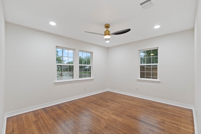 3734 Florinda St, Houston, TX 77021 - spare room with plenty of natural light, ceiling fan, hardwood / wood-style flooring, and recessed lighting