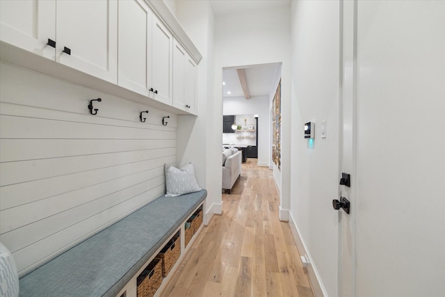 1917 Ebony Ln, Houston, TX 77018 - mudroom with light wood finished floors and recessed lighting