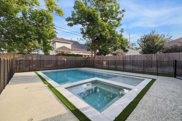 1917 Ebony Ln, Houston, TX 77018 - view of swimming pool with a fenced backyard, a pool with connected hot tub, and a patio