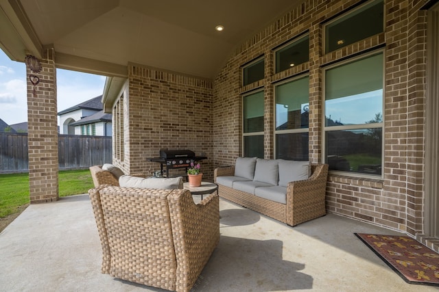 15003 Big Spring Park Dr, Cypress, TX 77433 - view of patio with grilling area and outdoor lounge area