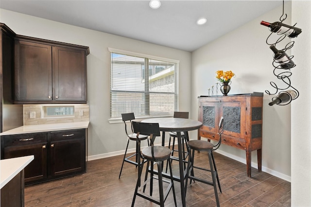 17040 Shy Leaf Ct, Conroe, TX 77385 - dining space with baseboards, dark wood-style flooring, and recessed lighting