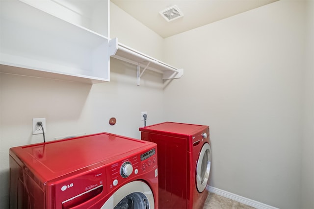 231 W 26th St, Houston, TX 77008 - washroom featuring separate washer and dryer and baseboards