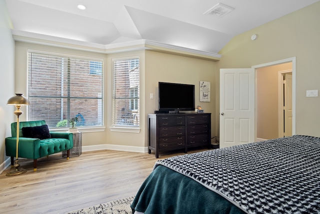 3006 Pecan Way Ct, Richmond, TX 77406 - bedroom with wood finished floors, baseboards, and vaulted ceiling
