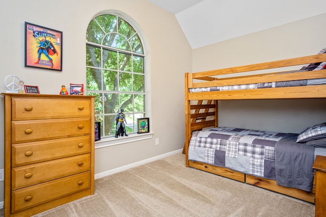 3006 Pecan Way Ct, Richmond, TX 77406 - bedroom with multiple windows, lofted ceiling, light carpet, and baseboards