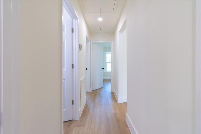 822 Red Rock Canyon Dr, Katy, TX 77450 - hallway with attic access and light wood-style flooring