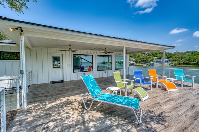 204 Blue Waters Dr, Horseshoe Bay, TX 78657 - wooden deck featuring ceiling fan