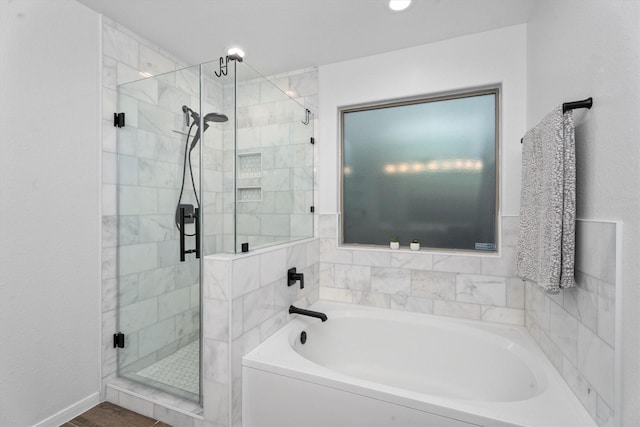 21343 Slate Crossing Ln, Katy, TX 77449 - full bathroom with a garden tub and a shower stall