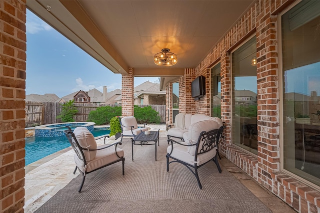 27923 Coulter Dr, Spring, TX 77386 - fenced backyard featuring a patio and a pool with connected hot tub